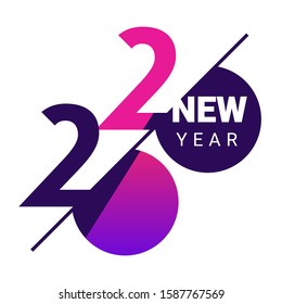 Vector creative illustration of happy new year 2020 design. Template with number 2020 on white background. Flat line art style gradient number design for web, site, banner, poster, calendar, card