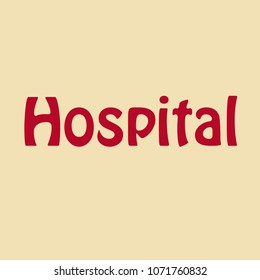 Vector creative illustration of hospital word lettering typography with line icons