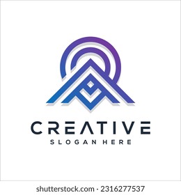 
Vector creative illustration line house location logo vector
