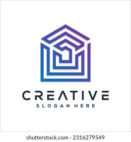 Vector creative illustration line house logo vector