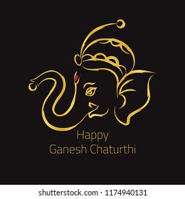 Vector creative illustration of Lord Ganesha on Golden Gradient for Ganesh Chaturthi Celebration.
