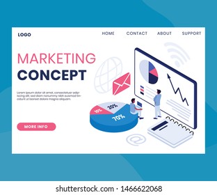 Vector creative illustration of marketing, Conceptual Isometric Design.