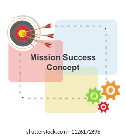 Vector creative illustration of mission success with flat design.