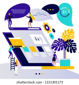 	
Vector creative illustration, online news, social networks, virtual communication, information search, company news