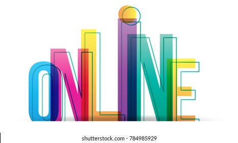 Vector creative illustration of online word