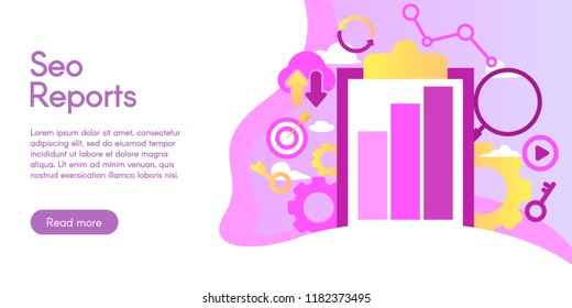 Vector creative illustration of Seo Reports. Modern vector illustration concepts for website and mobile website development.