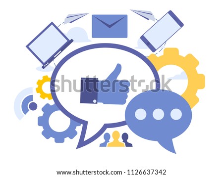 Vector creative illustration of social engagement. Elements  for graphic and web design