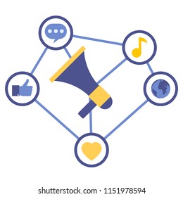 Vector creative illustration of Social Media.  Elements for graphic and web design.