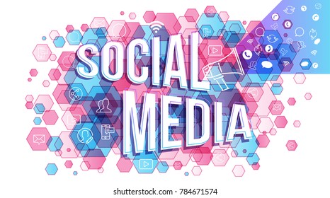 Vector creative illustration of social media word