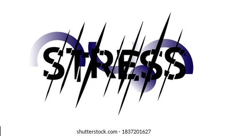 Vector creative illustration of stress word. Cloud storm Mindfulness and stress management in psychology. Vector illustration