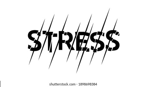 Imagen creativa vectorial de la palabra estrés. Tormenta nublada La atención y el manejo del estrés en la psicología. Ilustración del vector