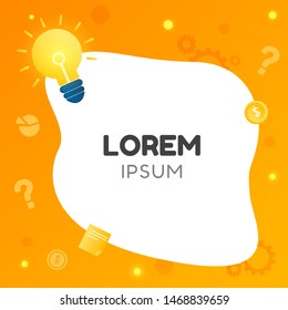 Vector creative illustration of thinking or  business ideas  banner with light bulb graphic.
