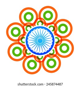 vector creative indian flag design made with tri color circles
