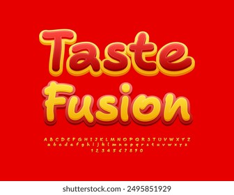 Vektor kreatives Label Taste Fusion. Helle handgeschriebene Schriftart. Künstlerisches Alphabet Buchstaben und Zahlen gesetzt.