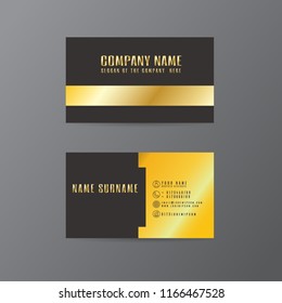 vector Creative leaf business card gold and black design of text on Gray background