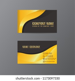 vector Creative leaf business card gold and black design of text on Gray background