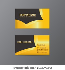 vector Creative leaf business card gold and black design of text on Gray background