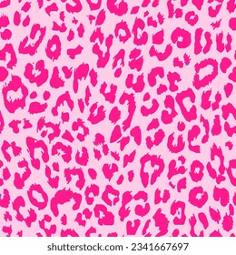 Vector creative leopard seamless pattern design in pink color