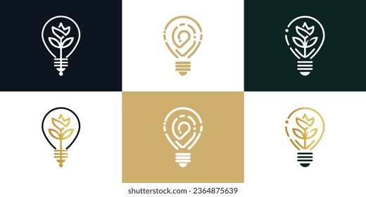 Vector creative light bulb logo icon set logo template Premium Vector