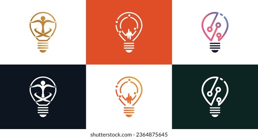 Vector creative light bulb logo icon set logo template Premium Vector