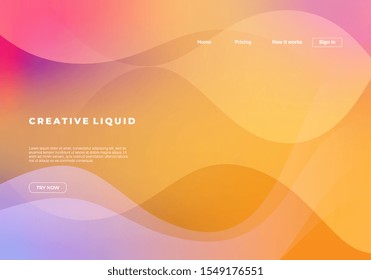 Vector Creative liquid background for landing page template. Eps 10 illustration futuristic and modern flow colorful style.