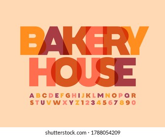 Vector creative logo Bakery House. Watercolor modern Font. Bright artistic Alphabet Letters and Numbers