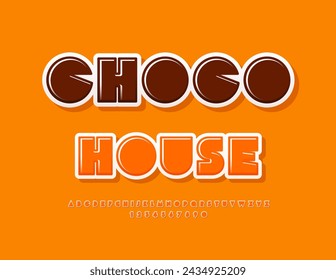 Vector creative logo Choco House with unique Font. Abstract style set of Alphabet Letters and Numbers