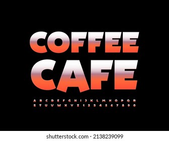 Vector creative logo Coffee Cafe. Bright metallic Font. Playful set of Alphabet Letters and Numbers