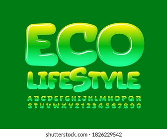 Vector creative logo Eco Lifestyle. Gradient color Font. Playful trendy Alphabet Letters and Numbers set