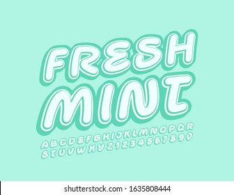 Vector creative logo Fresh Mint with trendy Font. Set of Alphabet Letters and Numbers