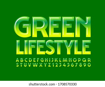 Logo creativo del vector Green Lifestyle. Fuente de moda brillante. Letras y números alfabetos modernos