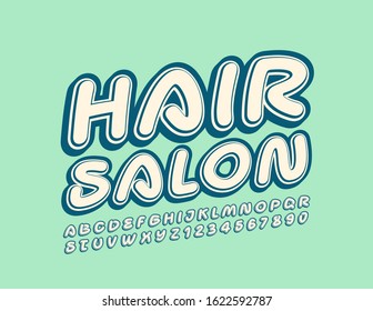 Logotipo creativo vectorial Salón del cabello con letras y números de moda. Tipo de letra retro