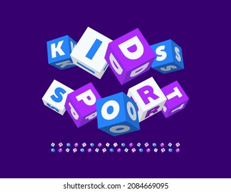 Vector creative Logo Kids Sport. Modern 3D Font. Bright Cubic Alphabet Letters and Numbers set