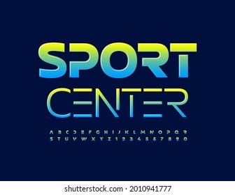 Vector Creative Logo Sport Center. Abstract Style Alphabet Letters And Numbers Set. Color Gradient Font