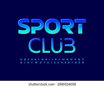 Vektorkreatives Logo Sport Club. Schriftart mit blauem Farbverlauf. Modernes Alphabet-Alphabet-Letters- und -Nummernset
