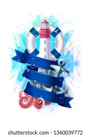 vector creative maritime ocean vacation collage