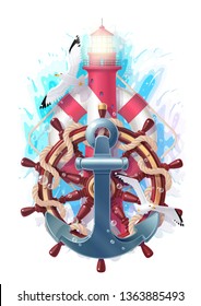 vector creative maritime ocean vacation collage