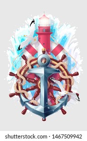 vector creative maritime ocean vacation collage