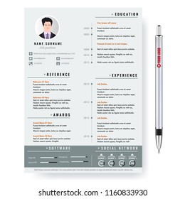 Vector creative minimalist cv resume template with two pages.