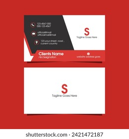 Vector creative modern business card template design. Elegant horizontal corporate business card layout double sided. Visiting card template with color.