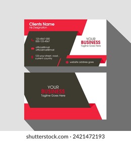 Vector creative modern business card template design. Elegant horizontal corporate business card layout double sided. Visiting card template with color.