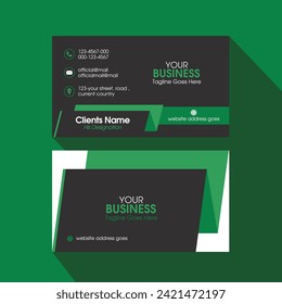 Vector creative modern business card template design. Elegant horizontal corporate business card layout double sided. Visiting card template with color.