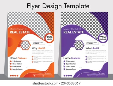 Vector creative and modern real estate flyer template.