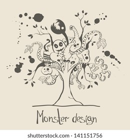 Vector creative monster tree