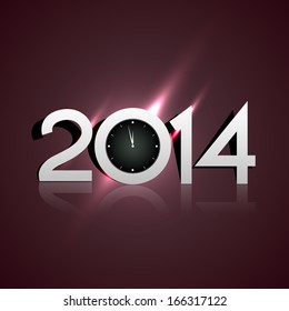 vector creative new year 2014 text with clock