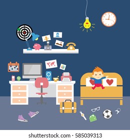 vector creative office room and baby 
