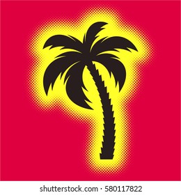Vector creative palm tree silhouette icon halftone design