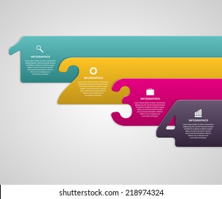 Cintas infográficas de papel creativo vectorial, coloridas y numeradas.
