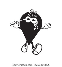 Vector creative pointer for carnival maps with carnival mask