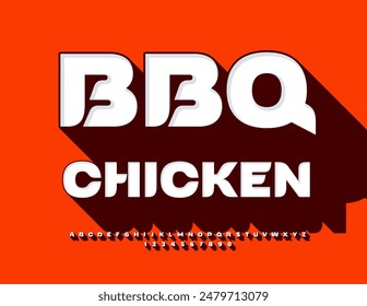 Vector creative poster BBQ Chicken. Trendy 3D Font with Big Shadow. Modern Bright Alphabet Letters and Numbers set.